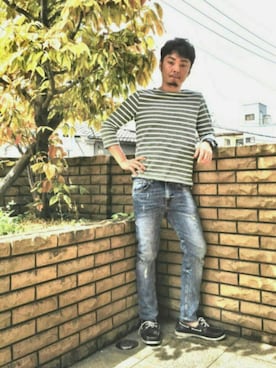 「アイテム（モカシン/デッキシューズ）」を使った、Hige-chiriさん（メンズ・168cm・30代）の春コーディネート