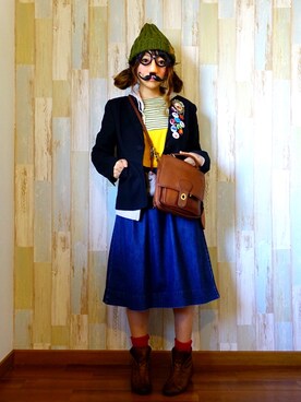 「And A（アンドエー）のアイテム（スカート）」を使った、Meeさん（レディース・154cm）の秋コーディネート