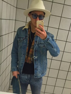 「バーバリー」｜「アイテム（デニムジャケット）」を使った、倖太さん（メンズ・172cm）の春コーディネート