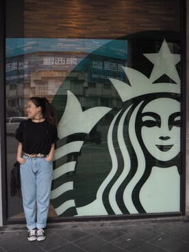 「RALPH LAUREN（ラルフ ローレン）のアイテム（Tシャツ/カットソー、ブラック系）」を使った、Saeko.さん（レディース・158cm）の夏コーディネート