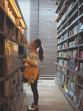 「FOREVER 21（フォーエバー トゥエンティーワン）のアイテム（デニムパンツ、ブルー系）」を使った、Saeko.さん（レディース・158cm）の夏コーディネート