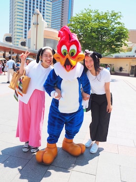 「STYLENANDA（スタイルナンダ）のアイテム（その他パンツ、ピンク系）」を使った、Saeko.さん（レディース・158cm）の夏コーディネート