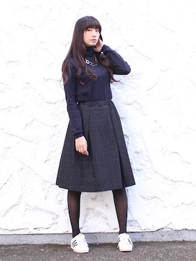 「Parfum de Charmant Fleur（パルファムドゥシャルマンフルール）のParfum de Charmant Fleur/パルファムドゥシャルマンフルール/big chain necklace(ビッグチェーンネックレス）（ネックレス）」を使った、Parfum  snapさん（レディース・168cm）の冬コーディネート