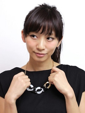 「Parfum de Charmant Fleur（パルファムドゥシャルマンフルール）のParfum de Charmant Fleur/パルファムドゥシャルマンフルール/big chain necklace(ビッグチェーンネックレス）（ネックレス）」を使った、Parfum  snapさん（レディース・168cm）の冬コーディネート