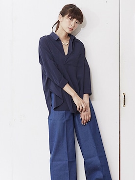 「スキッパーシャツ」｜Parfum  snapさん（レディース・165cm）の夏コーディネート