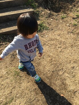 「こども ビームス（コドモビームス）のアイテム（スウェット）」を使った、yuさん（キッズ・80cm）の冬コーディネート