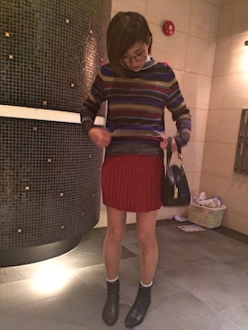 「PRADA（プラダ）のアイテム（ブーティ）」を使った、wooさん（レディース・163cm）の冬コーディネート