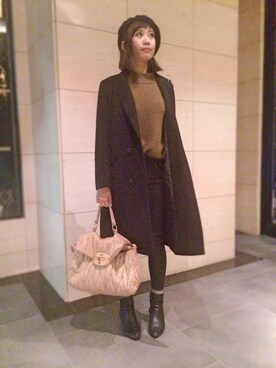 「DHOLIC（ディーホリック）のアイテム（ハンチング/ベレー帽）」を使った、wooさん（レディース・163cm）の冬コーディネート
