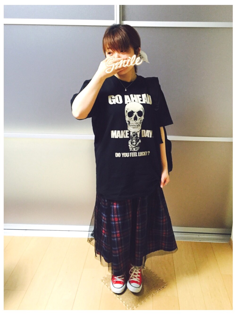 「コンバース、バンダナ、aiko、Hysteric Glamour、チュールスカート、チビーズ✳︎」｜「雑貨屋❤️のアイテム（その他ヘアアクセサリー、ホワイト系）」を使った、ゆきだるま☆さん（レディース・148cm）の春コーディネートの1枚目の写真