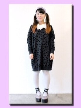 「白タイツ」｜「アイテム（チュニック）」を使った、△▲△▲さん（レディース・148cm）の冬コーディネート