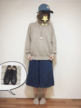 「ガウチョパンツ」｜「アイテム（デニムパンツ）」を使った、あひる丸さん（レディース・163cm）の春コーディネート