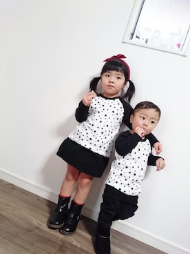 「H&M（エイチ・アンド・エム）のアイテム（その他パンツ）」を使った、chikoさん（キッズ・100cm）の冬コーディネート