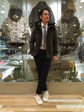 「L.H.P（エルエイチピー）のアイテム（ミリタリージャケット）」を使った、SHINYA KASHIWAGIさん（メンズ・177cm）の秋コーディネート