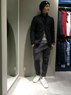 「L.H.P（エルエイチピー）のアイテム（テーラードジャケット）」を使った、SHINYA KASHIWAGIさん（メンズ・177cm）の冬コーディネート