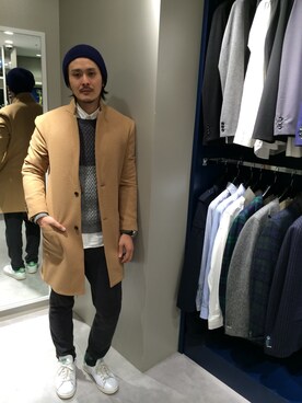 「L.H.P（エルエイチピー）のアイテム（ニット/セーター）」を使った、SHINYA KASHIWAGIさん（メンズ・177cm）の冬コーディネート