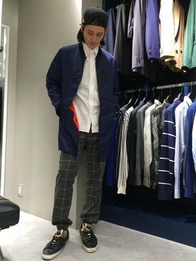 「L.H.P（エルエイチピー）のアイテム（ミリタリージャケット）」を使った、SHINYA KASHIWAGIさん（メンズ・177cm）の春コーディネート