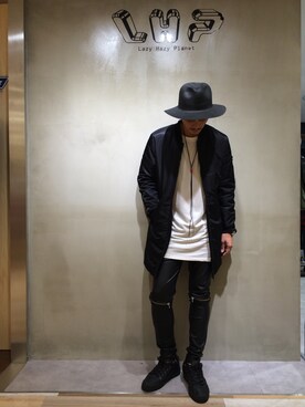 「off white」｜「アイテム（MA-1）」を使った、SHINYA KASHIWAGIさん（メンズ・177cm）の秋コーディネート