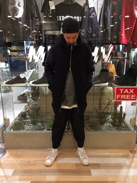 「DANKE SCHON（ダンケシェーン）のアイテム（モッズコート）」を使った、SHINYA KASHIWAGIさん（メンズ・177cm）の秋コーディネート