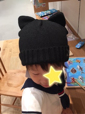 「猫耳ニット帽」｜「アイテム（帽子）」を使った、kurukanaさん（キッズ・90cm）の夏コーディネート