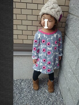 「2歳5ヶ月」｜「アイテム（ハンチング/ベレー帽）」を使った、waka......さん（キッズ・90cm）の冬コーディネート