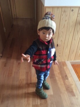 「アイテム（ダウンベスト、その他）」を使った、あずぽん☆さん（キッズ・100cm）の冬コーディネート