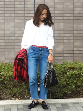 「GUCCI」｜「アイテム（バッグ）」を使った、moderobe_EMIさん（レディース・159cm）の秋コーディネート