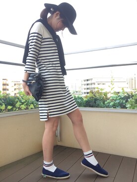 「ショッピング」｜「アイテム（モカシン/デッキシューズ）」を使った、ma.さん（レディース・157cm）の夏コーディネート