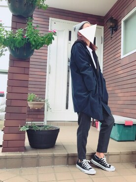 「DETAILS（ディテールズ）のアイテム（ノーカラージャケット）」を使った、ma.さん（レディース・157cm）の秋コーディネート
