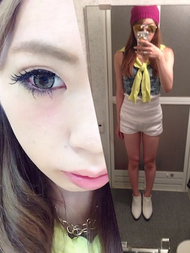 「ニットキャップ」｜「アイテム（ブーティ）」を使った、annaさん（レディース・160cm）の夏コーディネート