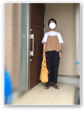 「アイテム（キャミソール、ベージュ系）」を使った、machikoさん（レディース・155cm）の夏コーディネート