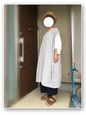 「ふんわり」｜「アイテム（帽子）」を使った、machikoさん（レディース・155cm）の夏コーディネート