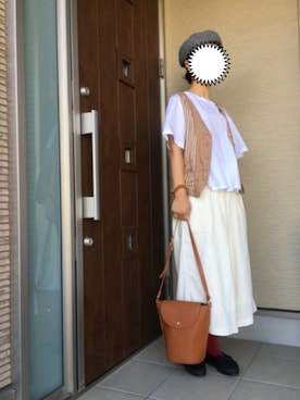 「残暑コーデ」｜「アイテム（ハンチング/ベレー帽）」を使った、machikoさん（レディース・155cm）の秋コーディネート