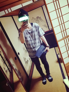 「SUPER FINE（スーパーファイン）のアイテム（トップス）」を使った、おすぎさん（メンズ・172cm）の夏コーディネート