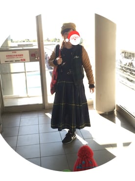 「Casselini（キャセリーニ）のアイテム（ニットキャップ/ビーニー）」を使った、はるさん（レディース・151cm）の冬コーディネート