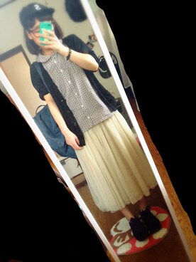 「アイテム（バックパック/リュック、ブルー系）」を使った、むちしさん（レディース・151cm）の春コーディネート