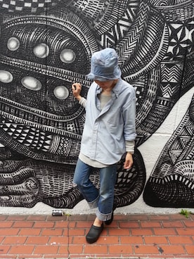 「BEAMS BOY（ビームスボーイ）のSanca / シャンブレー BIGウエスタンシャツ（シャツ/ブラウス、ホワイト系）」を使った、BEAMSBOY buyer INOさん（レディース・157cm）の春コーディネート