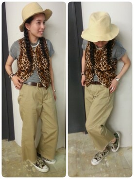 「BEAMS PLUS（ビームスプラス）のARTS & CRAFTS / “ホルスターカーブ”レザーベルト（ベルト、ブラウン系）」を使った、BEAMSBOY buyer INOさん（レディース・157cm）の夏コーディネート