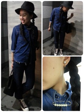 「BEAMS BOY（ビームスボーイ）の▼◆BRONTE HAT / ペーパー コットン ハット（ハット、ブラック系）」を使った、BEAMSBOY buyer INOさん（レディース・157cm）の夏コーディネート