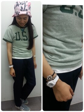 「adidas（アディダス）のadidas Originals CAMPUS 80s（スニーカー、ブルー系）」を使った、BEAMSBOY buyer INOさん（レディース・157cm）の夏コーディネート