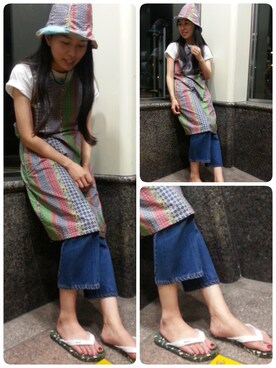 「BEAMS BOY（ビームスボーイ）のHANES / WHITE 3パック Tシャツ（Tシャツ/カットソー、ホワイト系）」を使った、BEAMSBOY buyer INOさん（レディース・157cm）の夏コーディネート