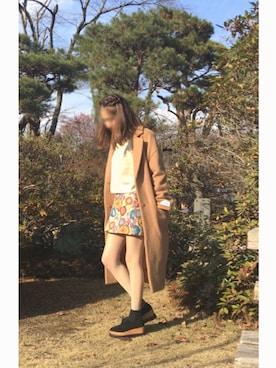 「Mila Owen」｜「アイテム（チェスターコート）」を使った、moeÜさん（レディース・158cm）の冬コーディネート