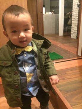 「おめかしコーデ」｜「アイテム（ミリタリージャケット）」を使った、kaedeさん（キッズ・80cm）の春コーディネート