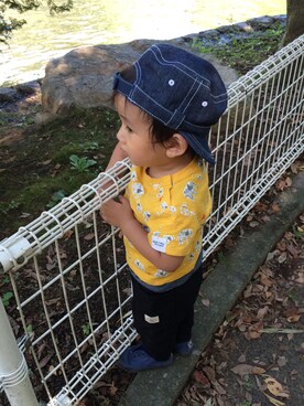 「green label relaxing（グリーンレーベルリラクシング）のアイテム（Tシャツ/カットソー、イエロー系）」を使った、kaedeさん（キッズ・90cm）の秋コーディネート