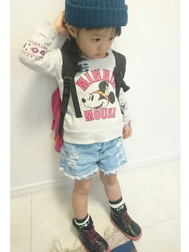 「Lee（リー）のアイテム（バックパック/リュック）」を使った、COCO♡HARU さん（キッズ・80cm）の秋コーディネート