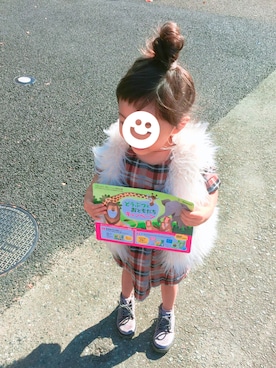 「ZARA KIDSのアイテム（ワンピース、ブラウン系）」を使った、hinanoさん（キッズ・110cm）の秋コーディネート