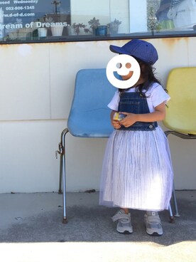 「OLD NAVY（オールドネイビー）のアイテム（キャップ、ブルー系）」を使った、hinanoさん（キッズ・110cm）の秋コーディネート