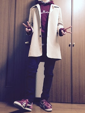 「アイテム（ステンカラーコート）」を使った、ジャモオジサンさん（メンズ・173cm・10代）の冬コーディネート