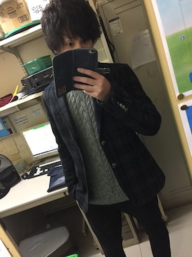 「COMME CA ISM（コムサイズム）のアイテム（その他アウター）」を使った、じゅんぺさん（メンズ・172cm）の冬コーディネート