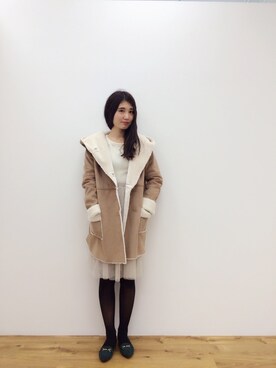 「ビットローファー」｜「アイテム（ムートンコート）」を使った、ＡＹＡＫＡ PRESSさん（レディース・163cm）の冬コーディネート
