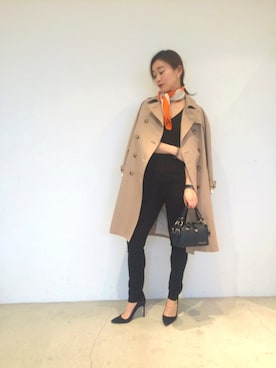 「エルメス」｜「アイテム（トレンチコート）」を使った、RENAさん（レディース・158cm）の春コーディネート